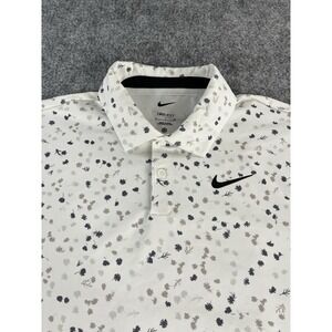 Nike Dri Fit Tour Micro Floral Polo Shirt Mens Small Photon Dust Back Swoosh